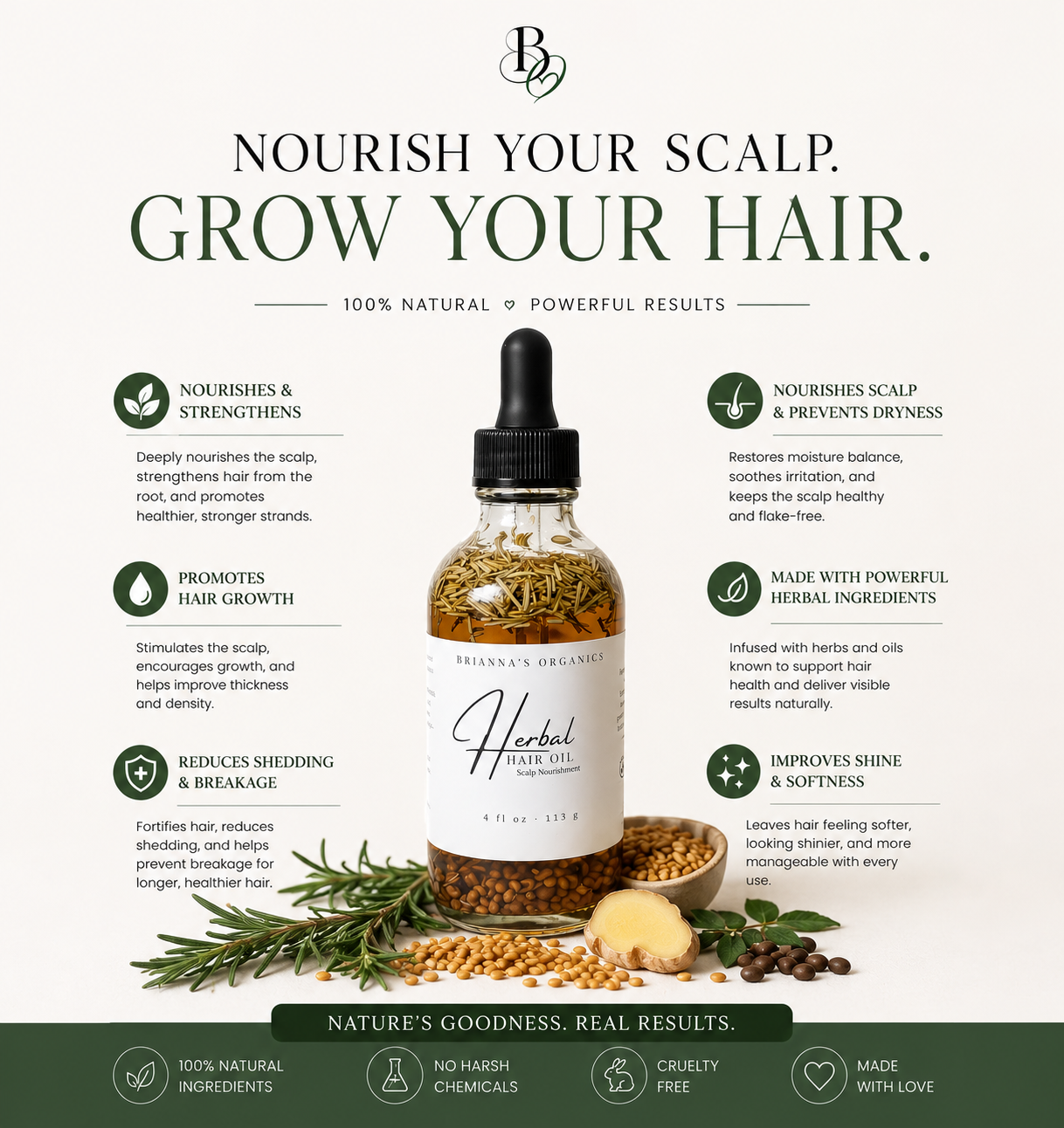 Herbal hair oil for natural hair growth